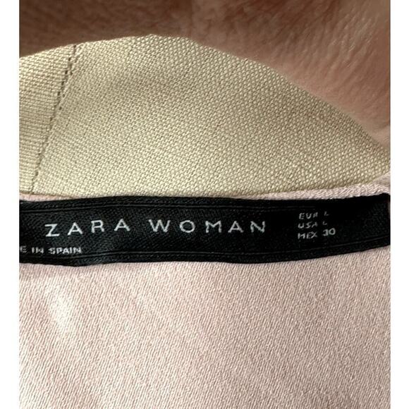 Zara Pink Pink Flounce Short Sleeve Loose Fit Blouse Women's Size L - Picture 5 of 6